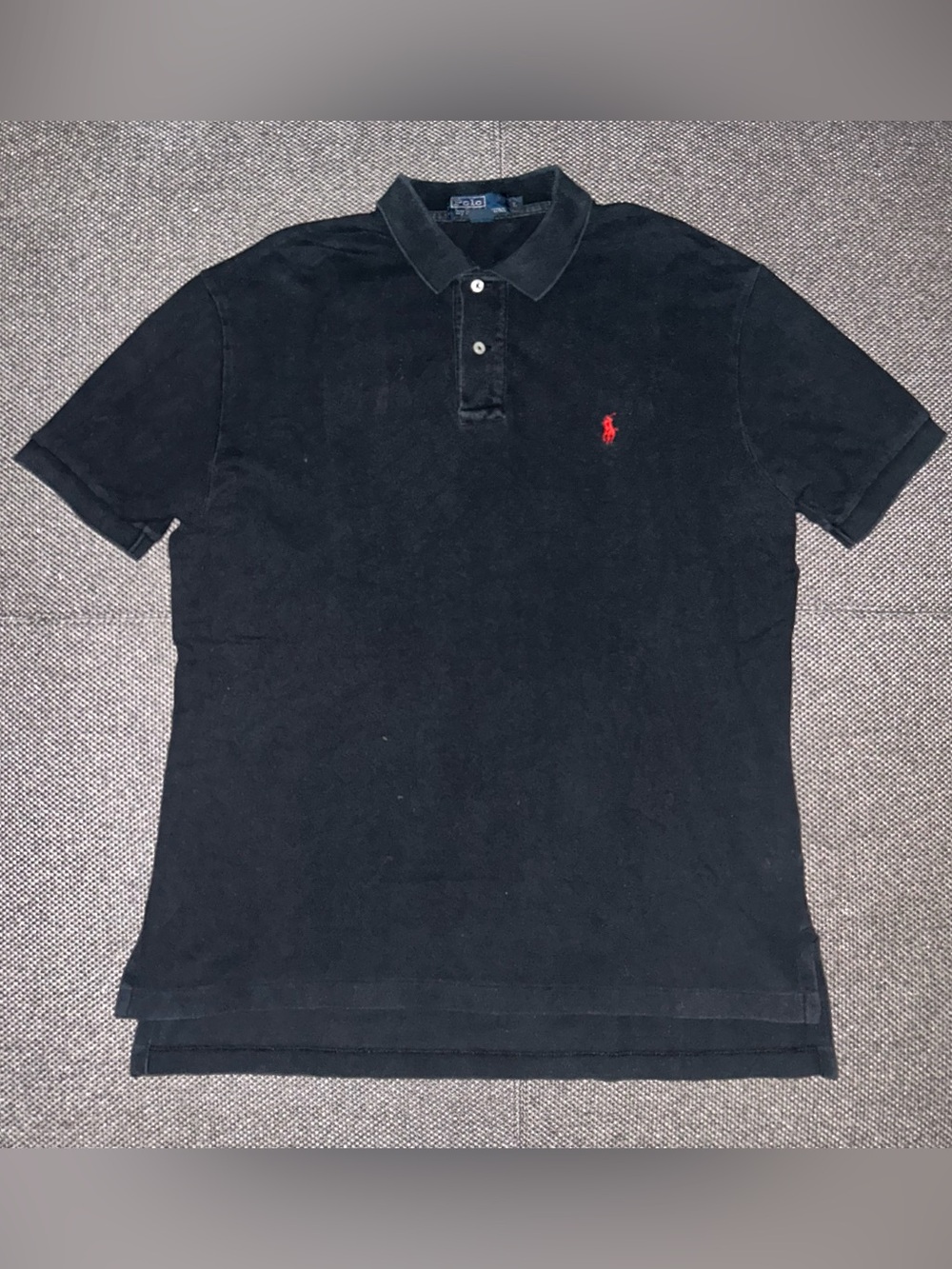 90s Polo by Ralph Lauren Sun Faded Black Short-Sleeve Cotton Polo Shirt Red Pony - Picture 2 of 6